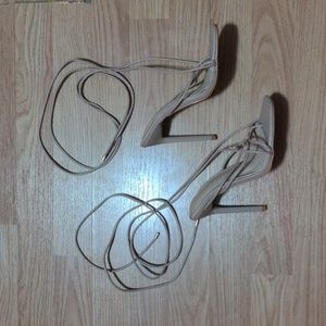 FINAL PRICE PRETTYLITTLETHING Beige Faux Leather Strappy High Heels US 5